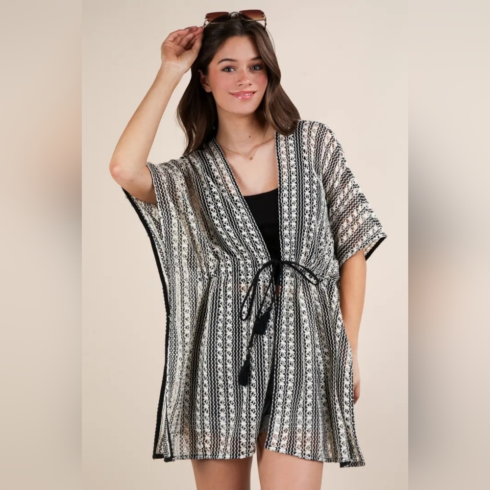 Striped Pancho Boho Cardigan